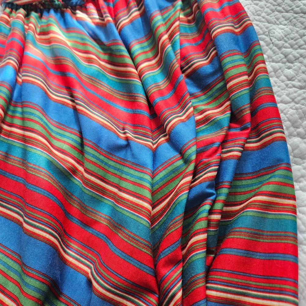 Vintage 70s Lanz Original Midi Dress Stripe Spaghetti Strap Belt S/M - Picture 6 of 16